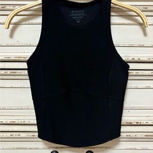 Athleta Black Ribbed High-Neck Tank